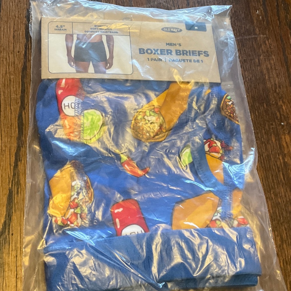 Old Navy Blue Boxer Briefs with Food Graphics